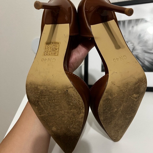 Cognac Faux Leather Heels - Picture 4 of 4